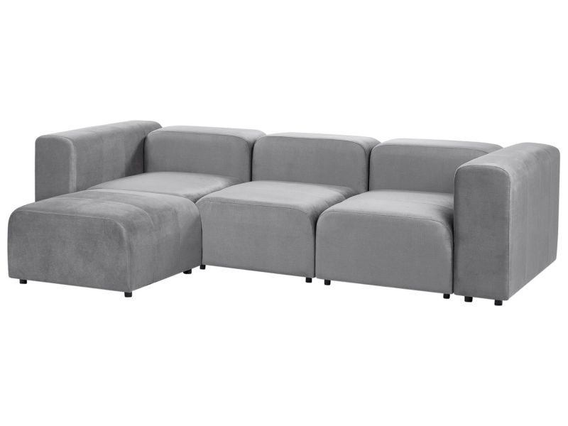Sofa modułowa 3-osobowa welurowa z otomaną szara Falsterbo 1 kpl