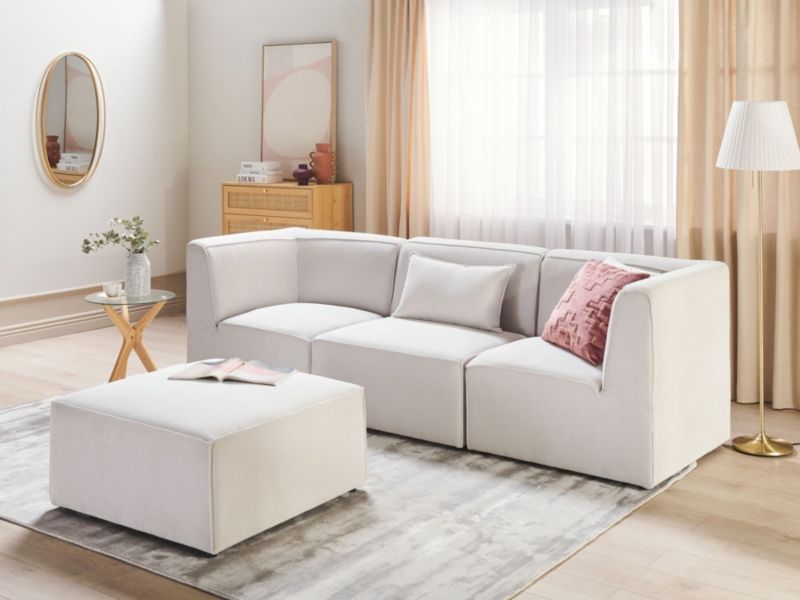Sofa modułowa 3-osobowa z otomaną sztruksowa złamana biel Lemvig 1 kpl