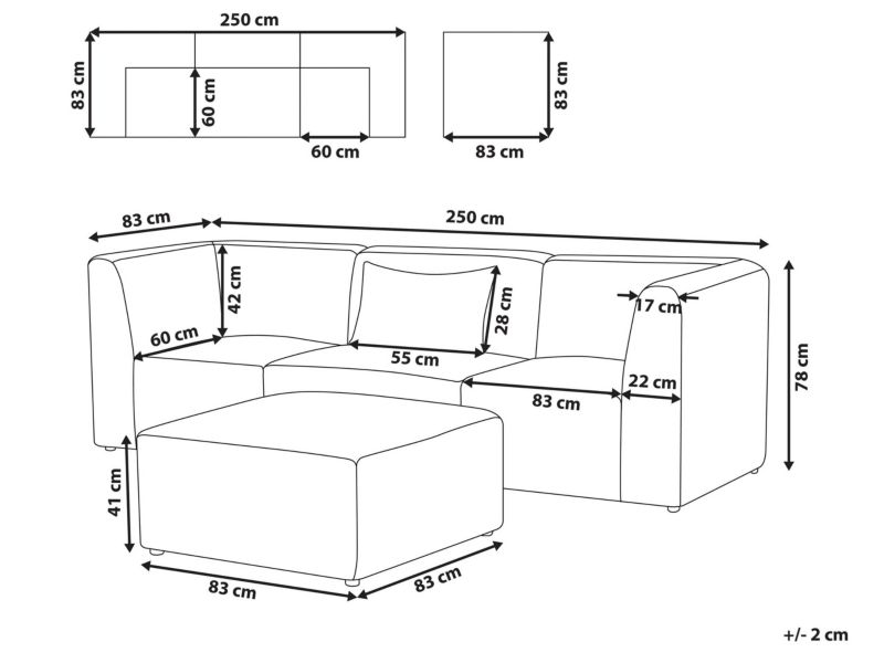 Sofa modułowa 3-osobowa z otomaną sztruksowa złamana biel Lemvig 1 kpl
