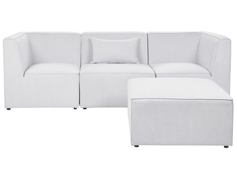 Sofa modułowa 3-osobowa z otomaną sztruksowa złamana biel Lemvig 1 kpl