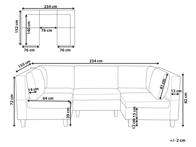 Sofa modułowa 5-osobowa niebieska Unstad 1 kpl