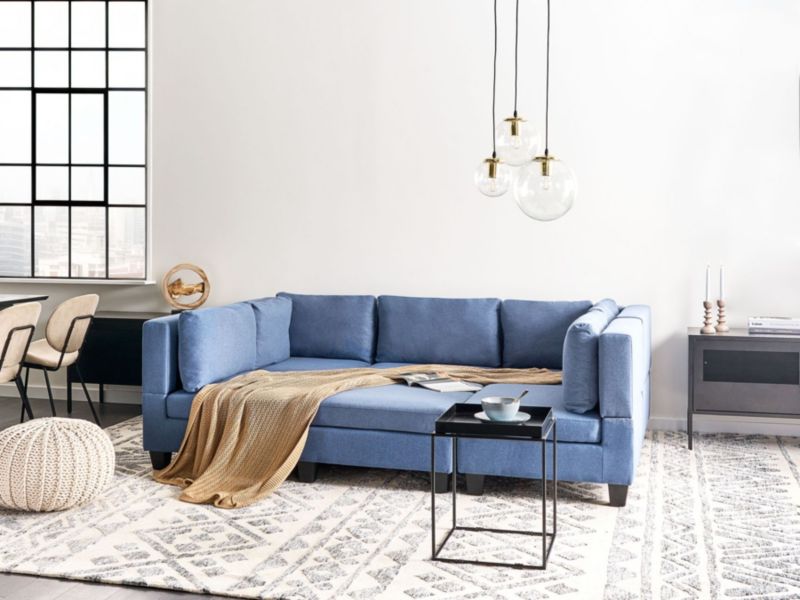 Sofa modułowa 5-osobowa z otomaną niebieska Unstad 1 kpl