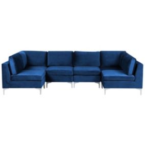 Sofa modułowa 6-osobowa welurowa niebieska Evja 1 szt.
