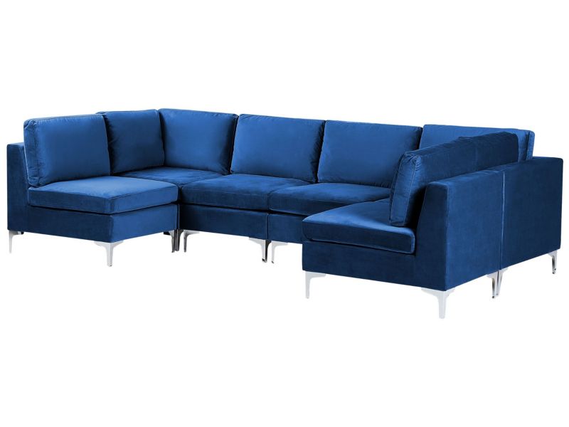 Sofa modułowa 6-osobowa welurowa niebieska Evja 1 szt.