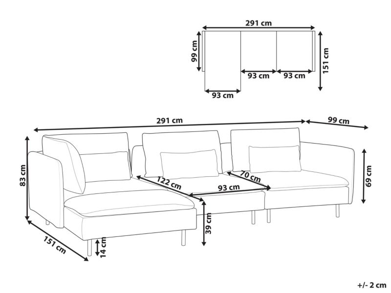 Sofa modułowa Egeris Ciemnobrązowy Prawostronny 1 kpl