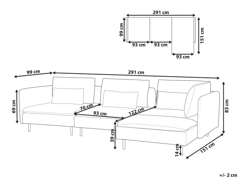 Sofa modułowa Egeris Jasnobeżowy Lewostronny 1 kpl