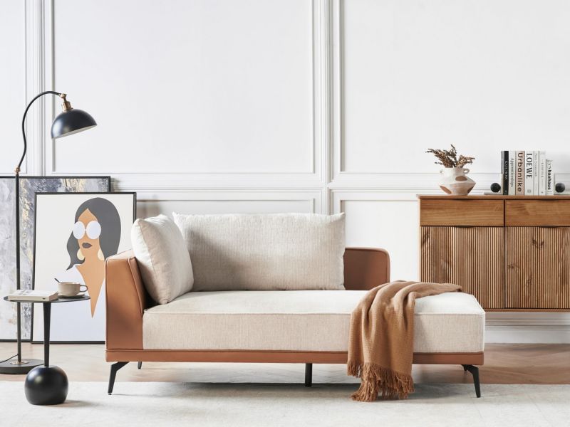 Sofa modułowa Myken Jasnobeżowy Tkanina dla 3 osób Lewostronny 1 szt.