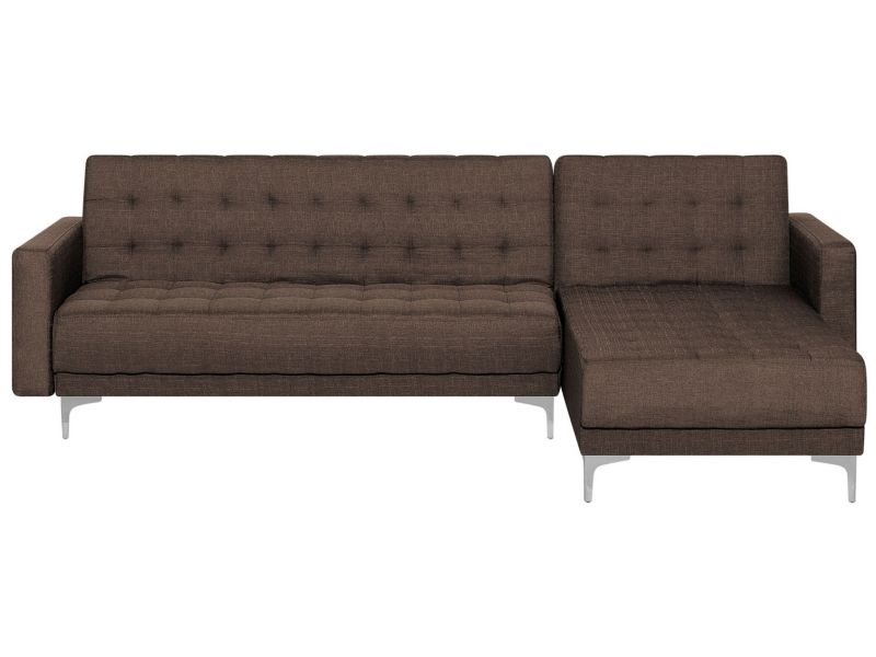Sofa narożna Aberdeen Ciemnobrązowy Tkanina Lewostronny 1 szt.