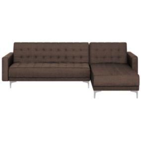 Sofa narożna Aberdeen Ciemnobrązowy Tkanina Lewostronny 1 szt.