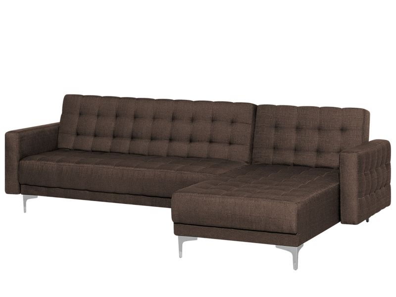 Sofa narożna Aberdeen Ciemnobrązowy Tkanina Lewostronny 1 szt.