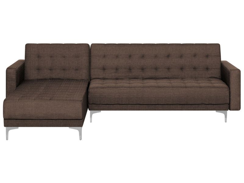 Sofa narożna Aberdeen Ciemnobrązowy Tkanina Prawostronny 1 szt.