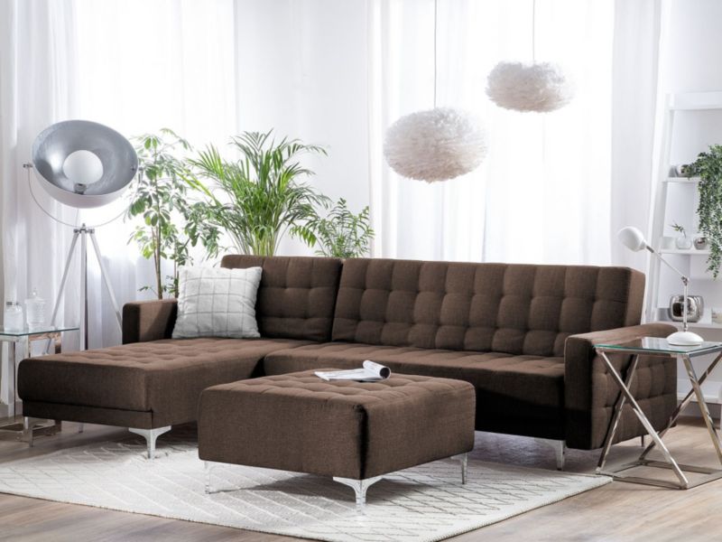 Sofa narożna Aberdeen Ciemnobrązowy Tkanina Prawostronny 1 szt.