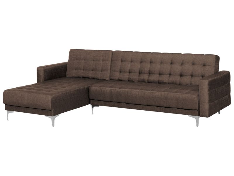 Sofa narożna Aberdeen Ciemnobrązowy Tkanina Prawostronny 1 szt.
