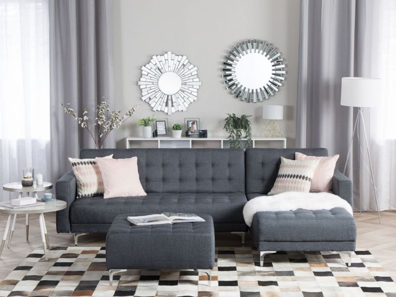 Sofa narożna Aberdeen Ciemnoszary Tkanina Lewostronny 1 szt.