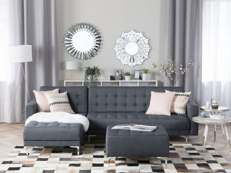 Sofa narożna Aberdeen Ciemnoszary Tkanina Prawostronny 1 szt.