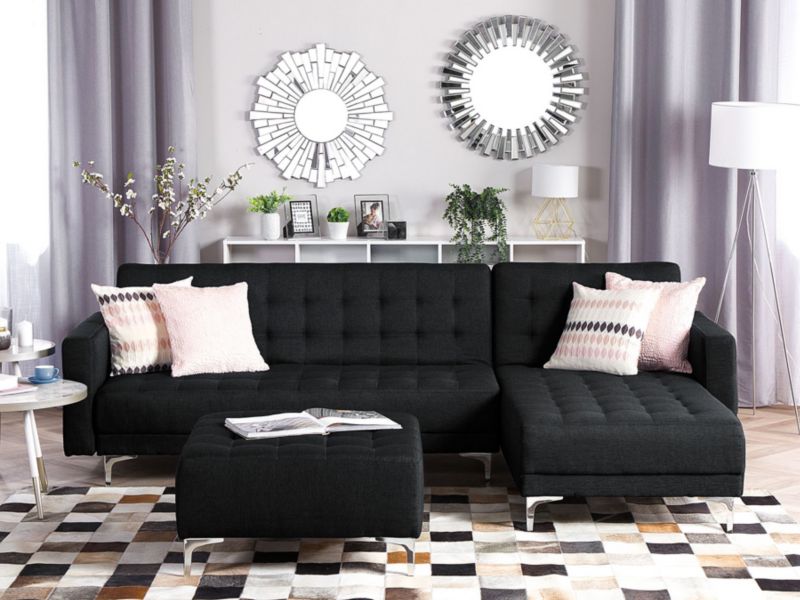 Sofa narożna Aberdeen Grafitowy Tkanina Lewostronny 1 szt.