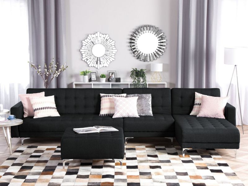 Sofa narożna Aberdeen Grafitowy Tkanina Lewostronny 1 szt.