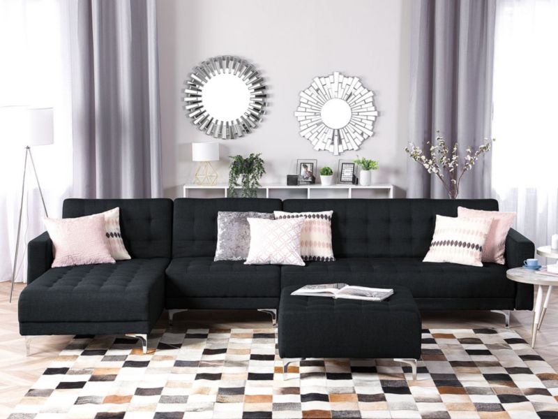 Sofa narożna Aberdeen Grafitowy Tkanina Prawostronny 1 szt.