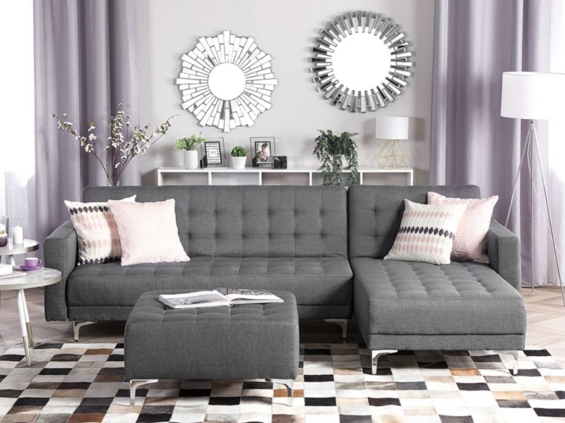 Sofa narożna Aberdeen Jasnoszary Tkanina Lewostronny 1 szt.
