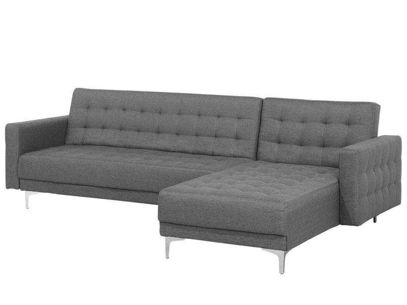 Sofa narożna Aberdeen Jasnoszary Tkanina Lewostronny 1 szt.