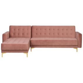 Sofa narożna Aberdeen Różowy Welur Prawostronny 1 szt.