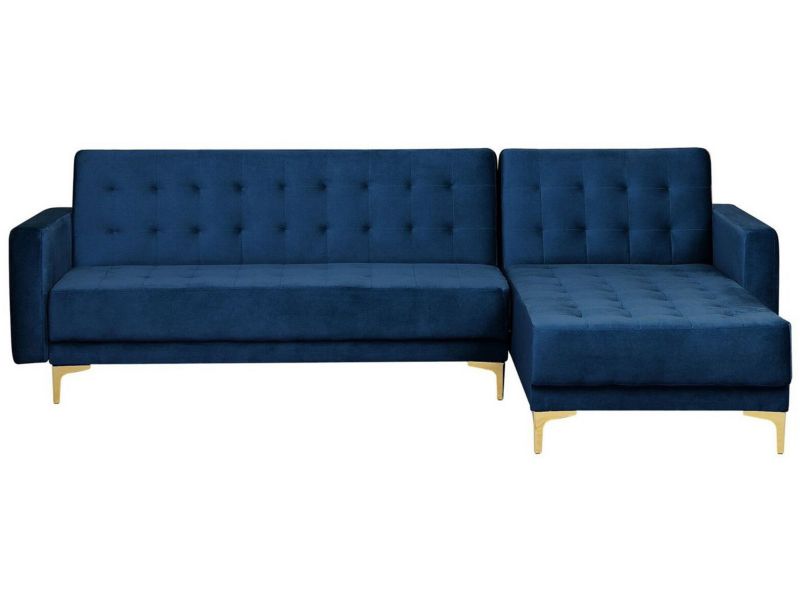 Sofa narożna Aberdeen Welur Granatowy Lewostronny 1 szt.
