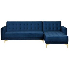 Sofa narożna Aberdeen Welur Granatowy Lewostronny 1 szt.