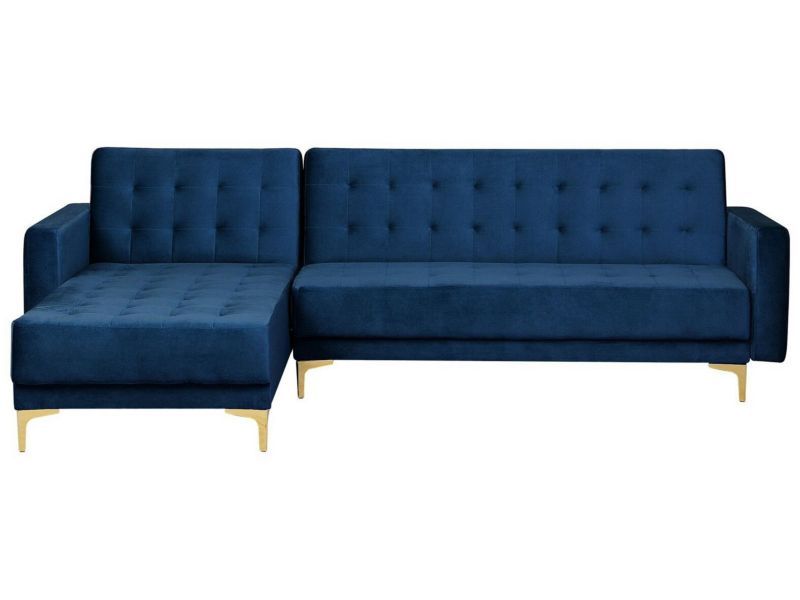 Sofa narożna Aberdeen Welur Granatowy Prawostronny 1 szt.