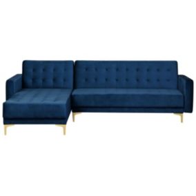 Sofa narożna Aberdeen Welur Granatowy Prawostronny 1 szt.