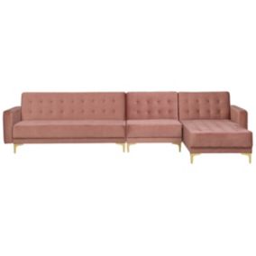 Sofa narożna Aberdeen Welur Różowy Lewostronny 1 szt.