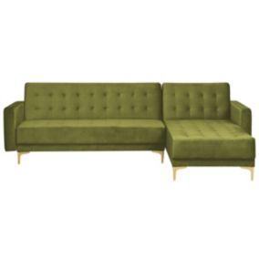 Sofa narożna Aberdeen Welur Zielony Lewostronny 1 szt.