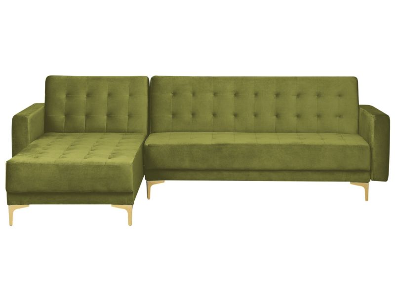Sofa narożna Aberdeen Welur Zielony Prawostronny 1 szt.