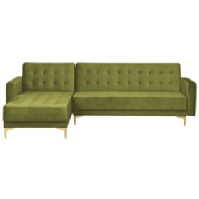 Sofa narożna Aberdeen Welur Zielony Prawostronny 1 szt.