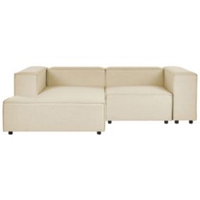 Sofa narożna Aprica Beżowy Tkanina 2-osobowa Prawostronny 1 szt.