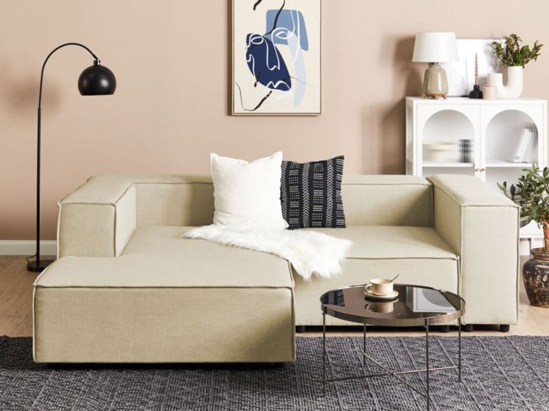 Sofa narożna Aprica Beżowy Tkanina 2-osobowa Prawostronny 1 szt.