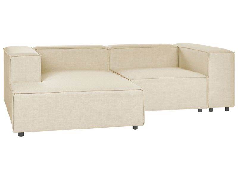 Sofa narożna Aprica Beżowy Tkanina 2-osobowa Prawostronny 1 szt.
