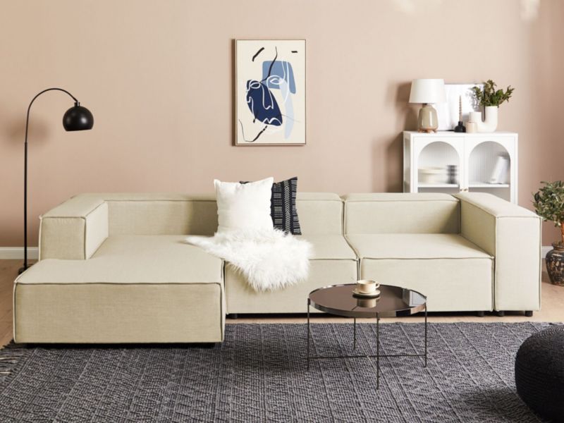 Sofa narożna Aprica Beżowy Tkanina Prawostronny 1 szt.