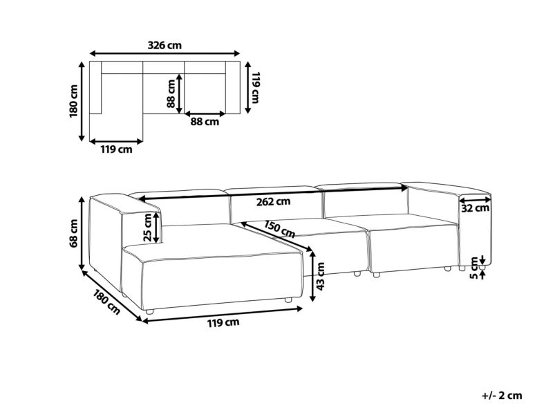 Sofa narożna Aprica Beżowy Tkanina Prawostronny 1 szt.