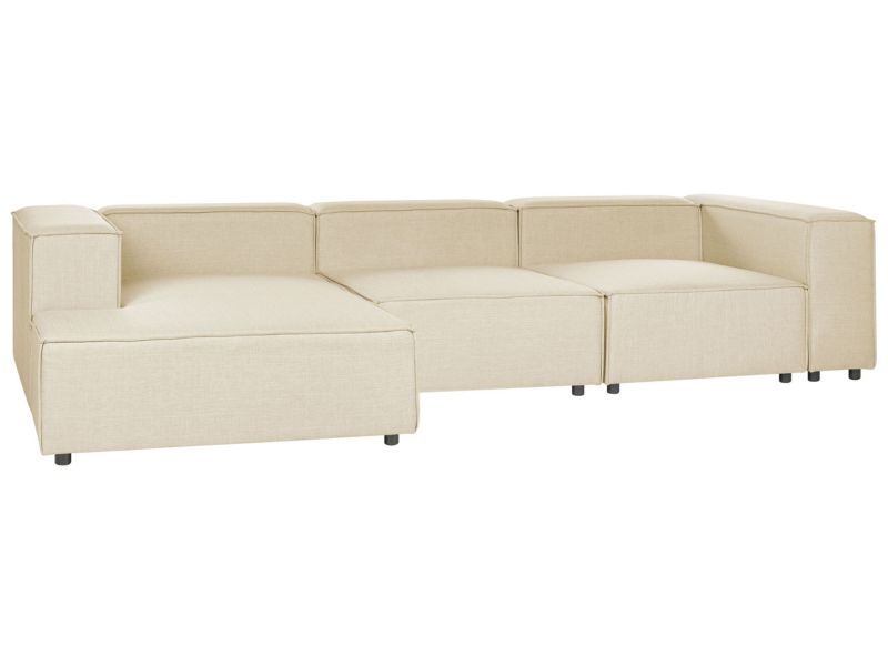 Sofa narożna Aprica Beżowy Tkanina Prawostronny 1 szt.