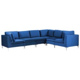 Sofa narożna Evja Granatowy Welur Lewostronny 1 szt.