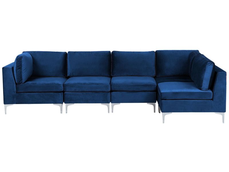 Sofa narożna Evja Granatowy Welur Lewostronny 1 szt.