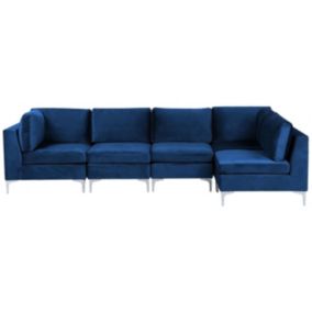 Sofa narożna Evja Granatowy Welur Lewostronny 1 szt.