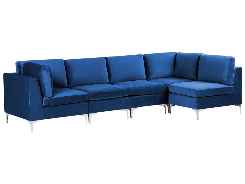 Sofa narożna Evja Granatowy Welur Lewostronny 1 szt.