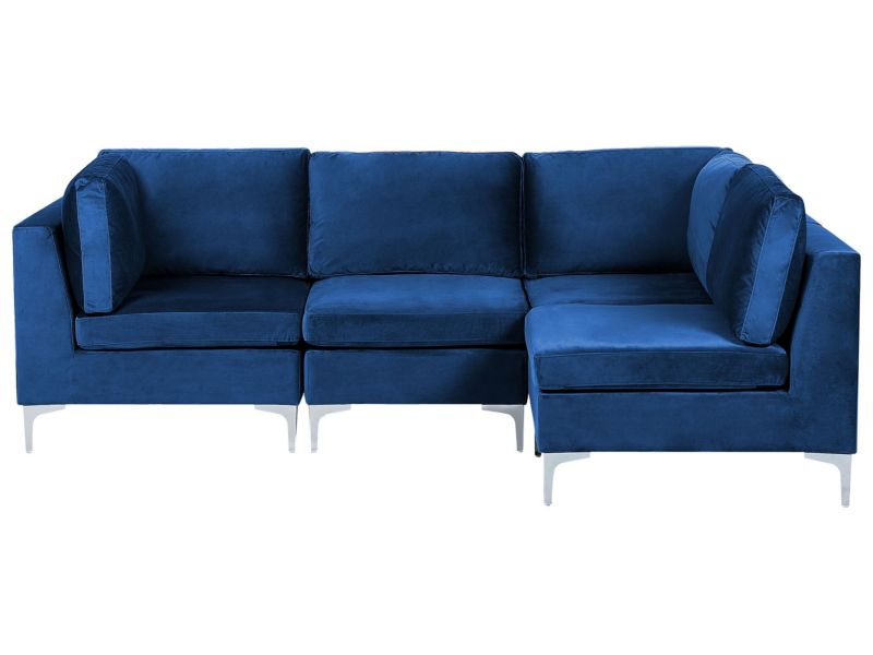 Sofa narożna Evja Granatowy Welur Lewostronny 1 szt.
