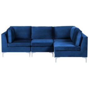 Sofa narożna Evja Granatowy Welur Lewostronny 1 szt.