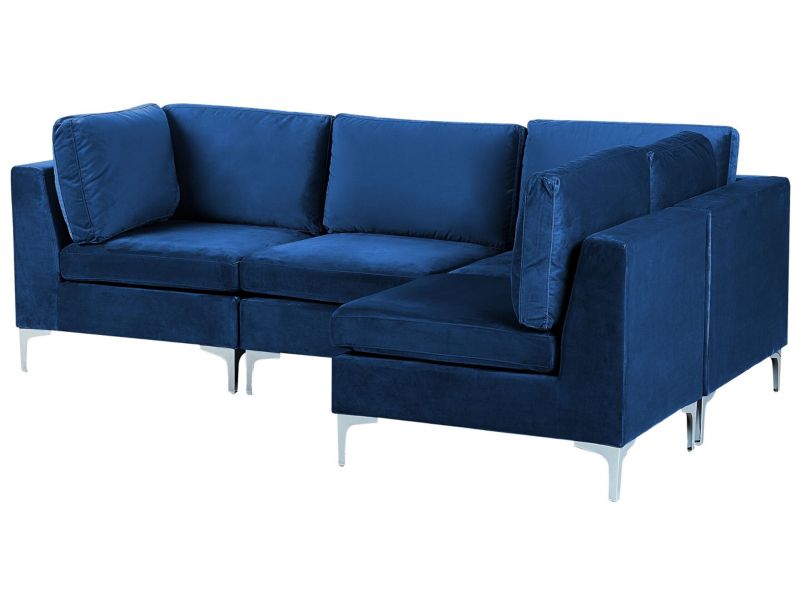 Sofa narożna Evja Granatowy Welur Lewostronny 1 szt.