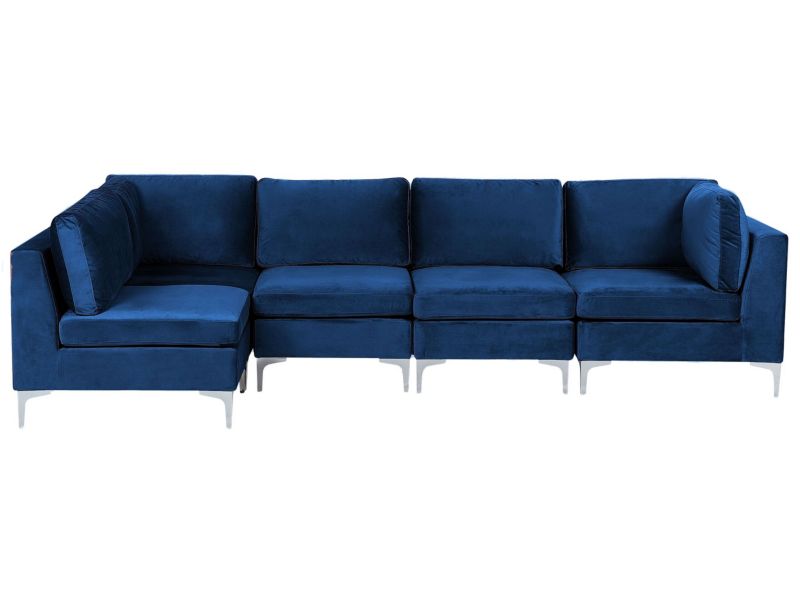 Sofa narożna Evja Granatowy Welur Prawostronny 1 szt.