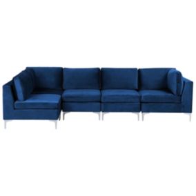 Sofa narożna Evja Granatowy Welur Prawostronny 1 szt.