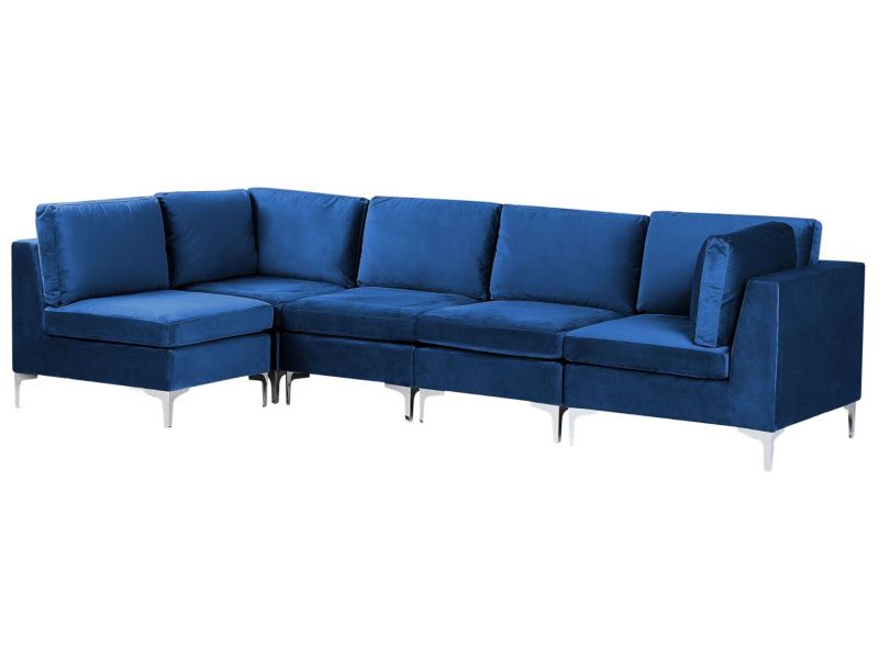 Sofa narożna Evja Granatowy Welur Prawostronny 1 szt.
