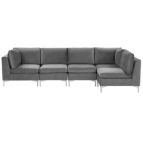 Sofa narożna Evja Szary Welur Lewostronny 1 szt.